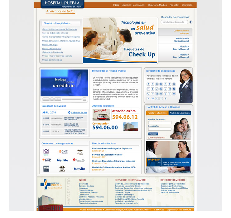 Dise&ntilde;o web - Hospital Puebla